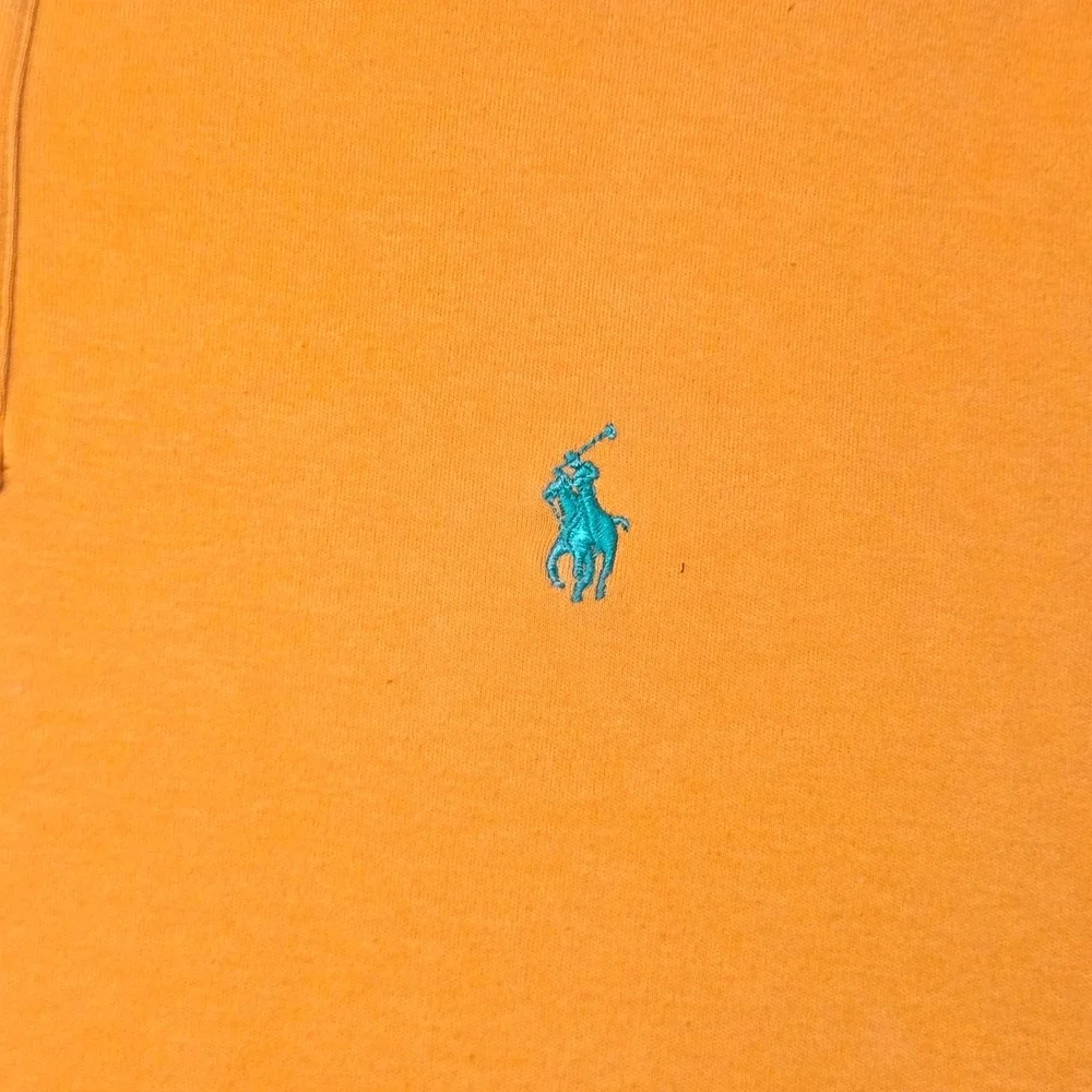 Polo Ralph Lauren Mens Large Orange Short Sleeve Cotton Polo Turquoise Pony